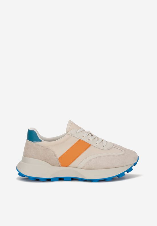 Μπεζ δερμάτινα sneakers γυναικεία Odeia