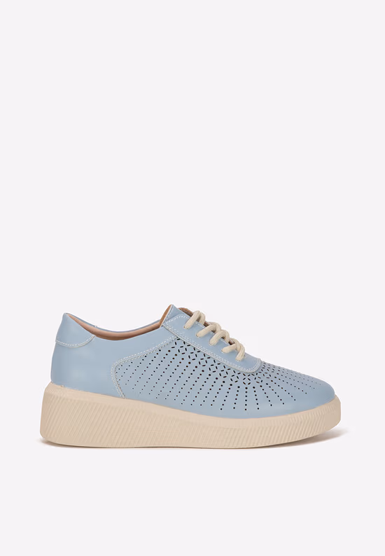 Μπλε δερμάτινα sneakers γυναικεία Oleiana