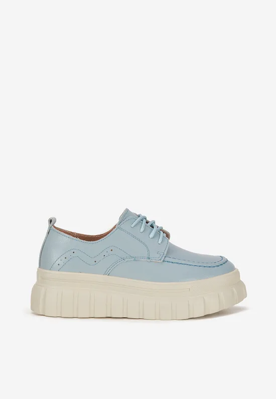 Chaussures casual en cuir femme bleues Camya