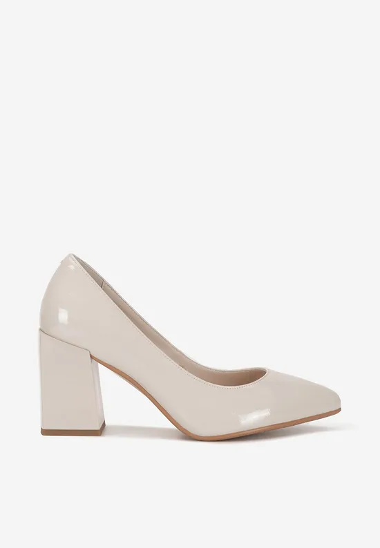 Décolleté in pelle con tacco largo nude Elarina