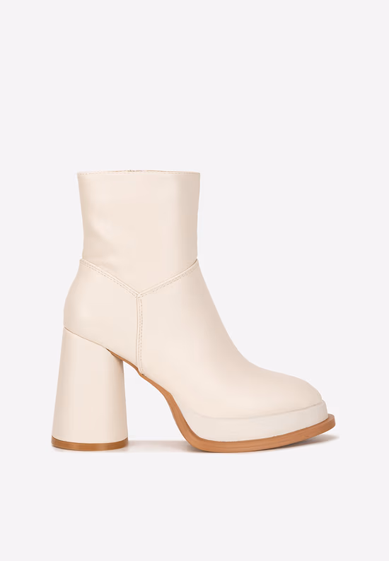 Botine cu toc gros Amiela bej