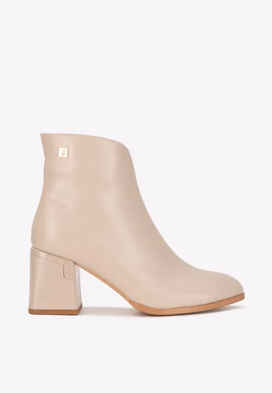 Tronchetti donna in pelle beige Yarenia