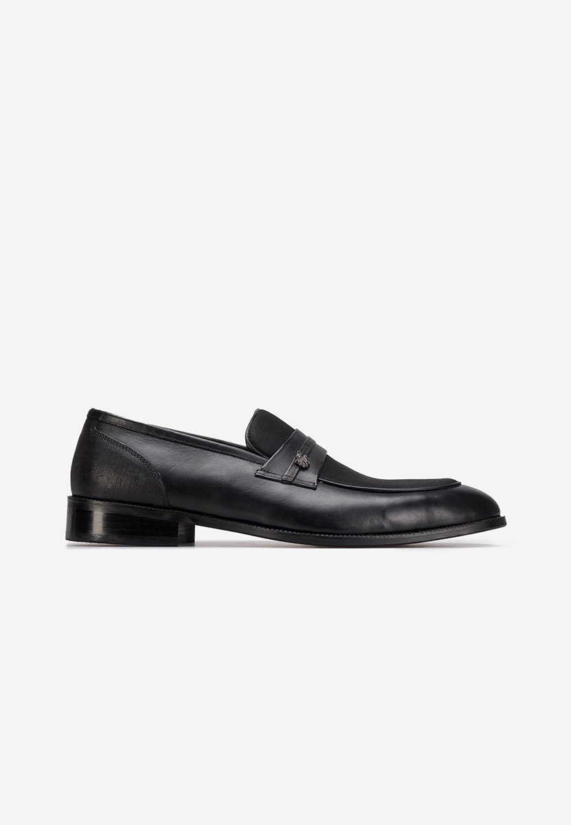 Črni moški elegantni usnjeni čevlji Guard