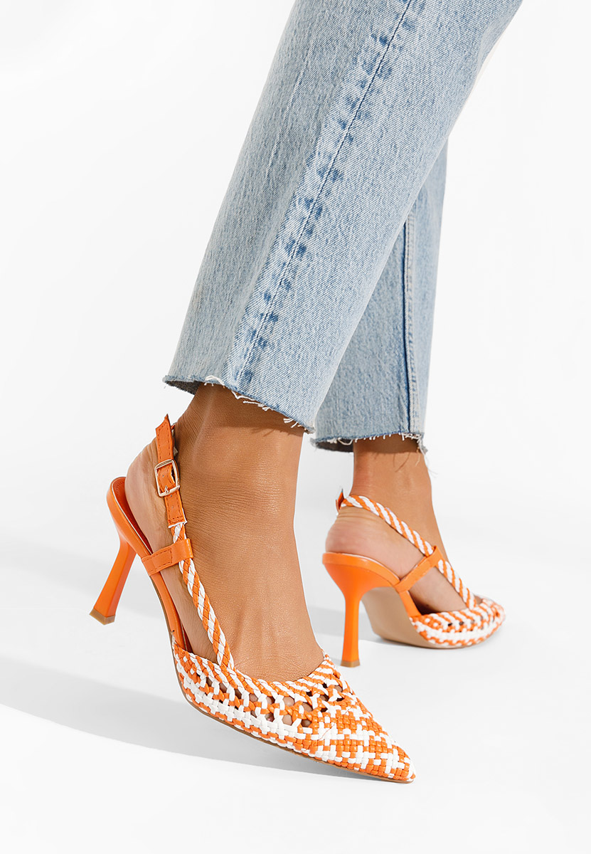 Πορτοκαλί γόβες στιλέτο slingback Heliosa