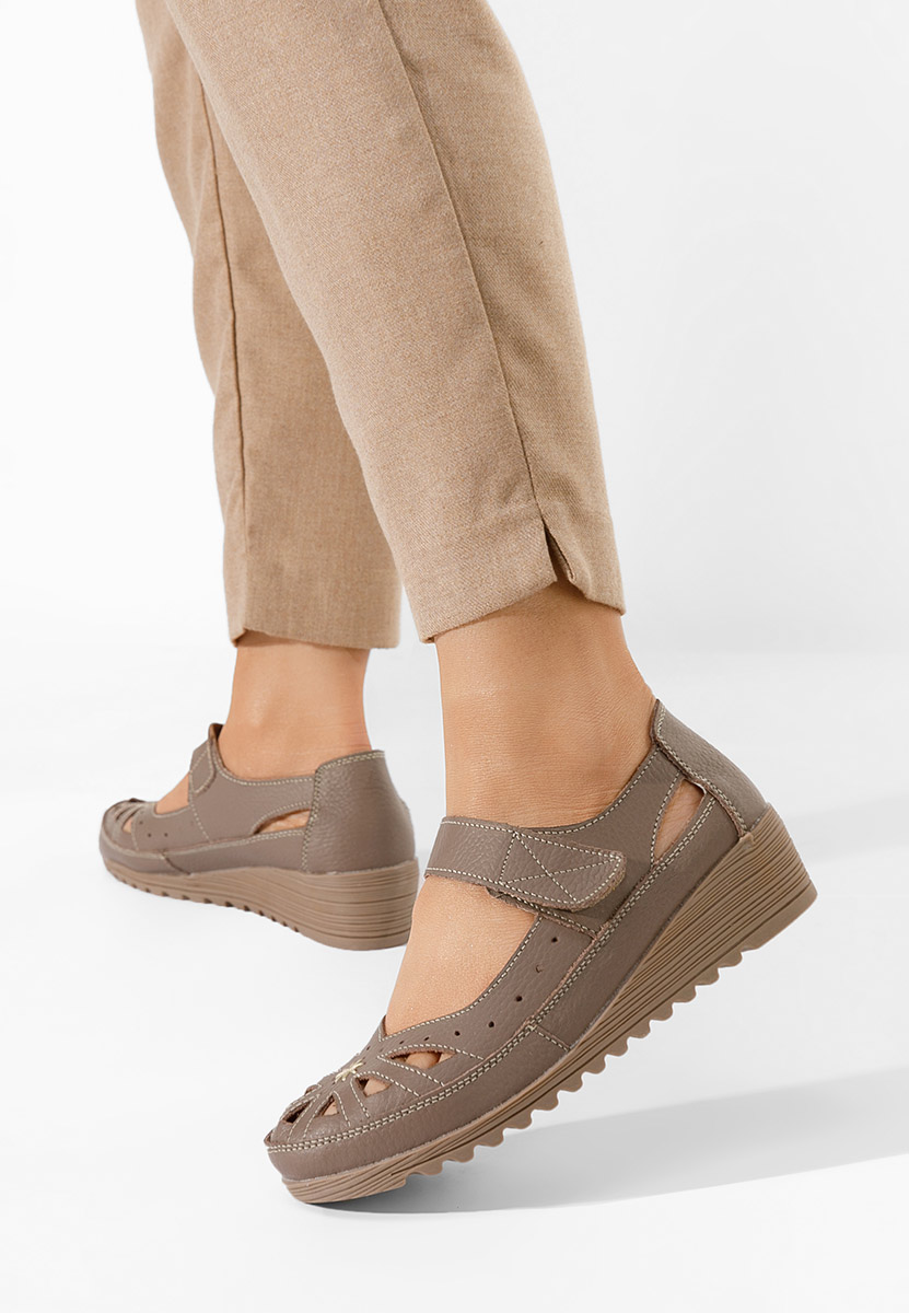 Khaki balerinke s platformo Cassina