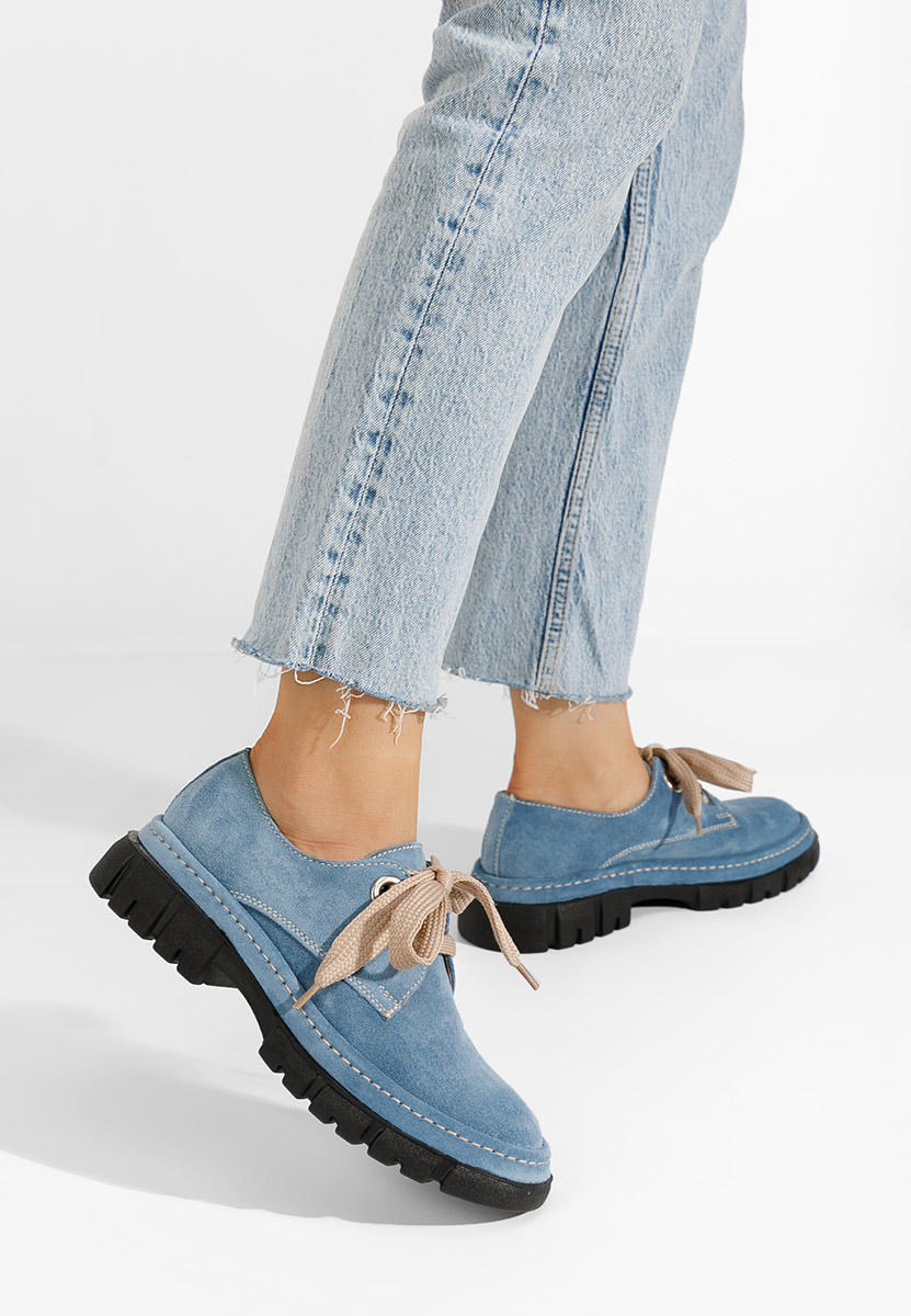 Denim ženski usnjeni nizki čevlji Dasha