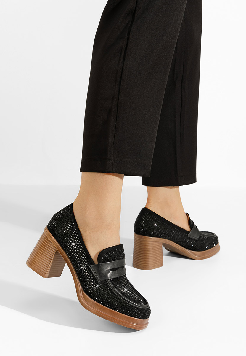 Μαύρα loafers γυναικεία Evia V2
