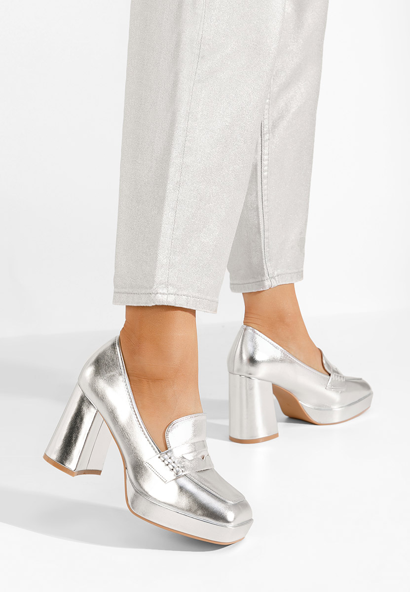 Ασημί loafers γυναικεία Alidia