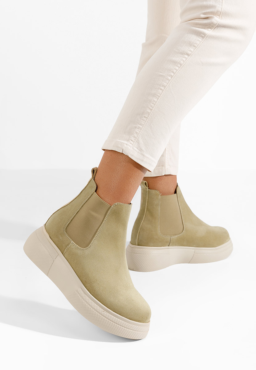 Stivaletti donna in pelle beige Kisalia V2