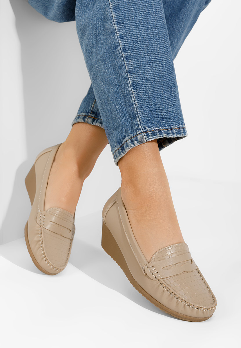 Mocassini con zeppa beige Eligia