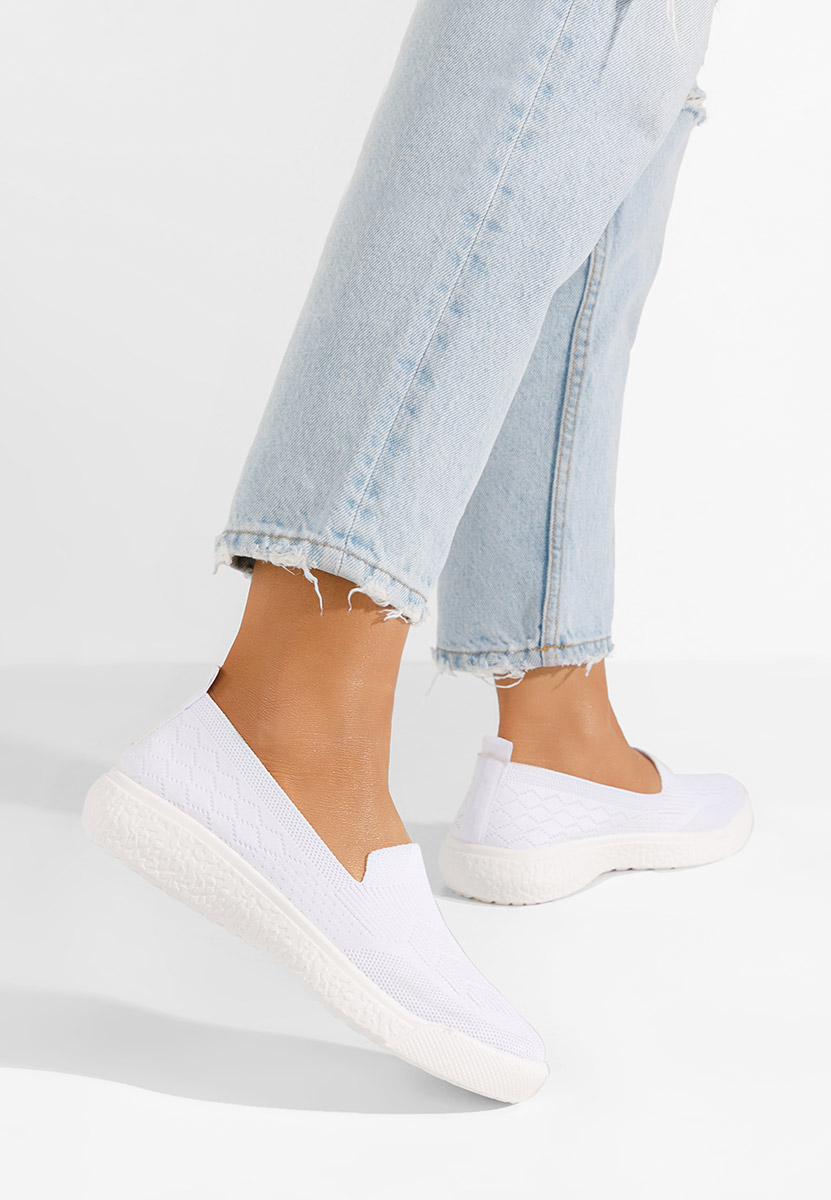 Biele dámske plátené slip-on tenisky Akova