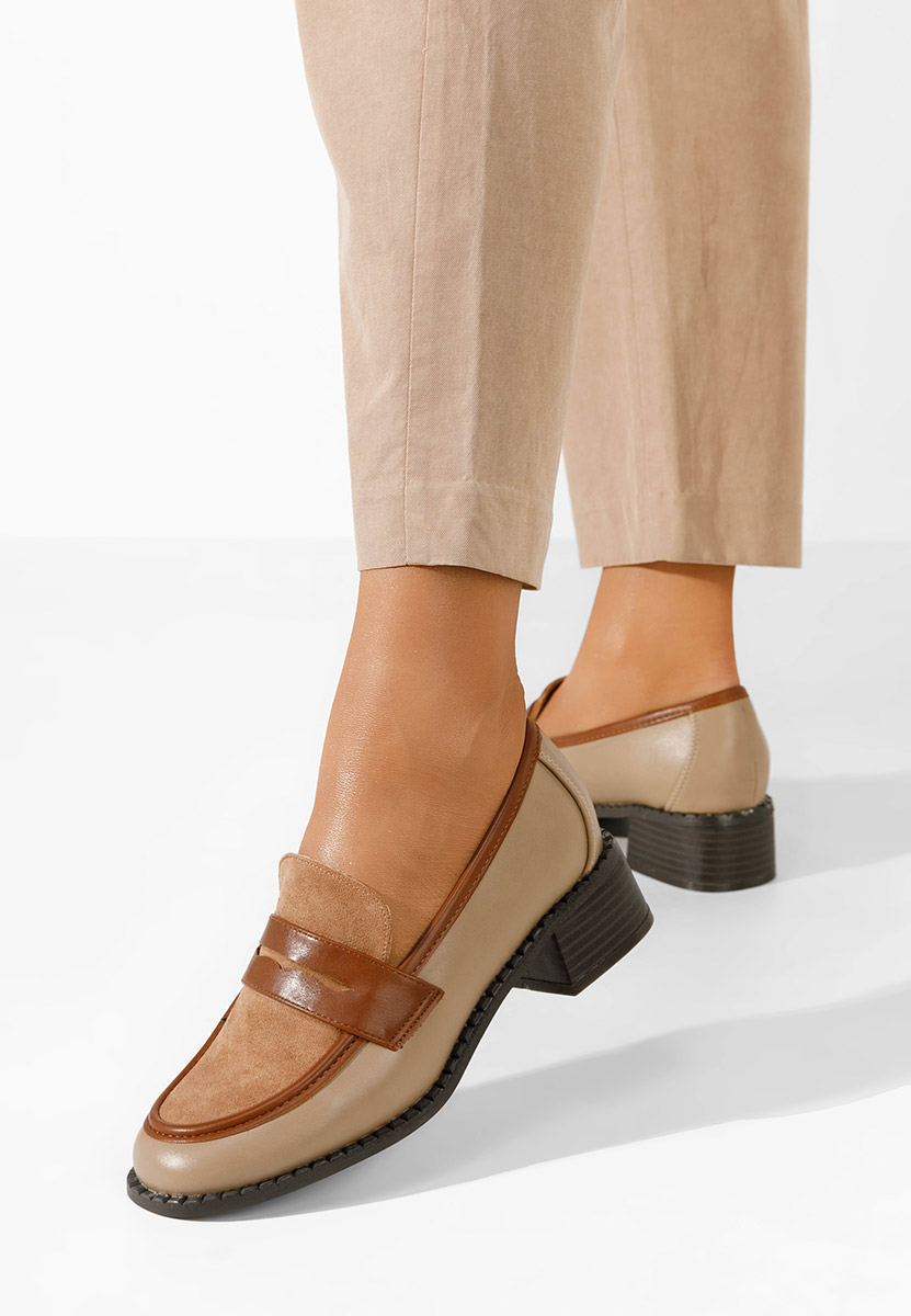 Khaki dámske mokasíny loafery Bruna