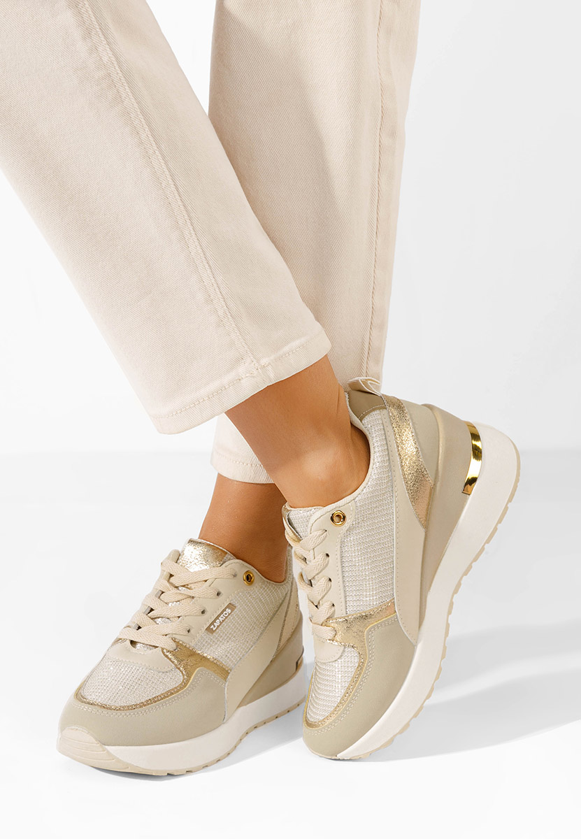 Μπεζ sneakers με πλατφόρμα Zaneta