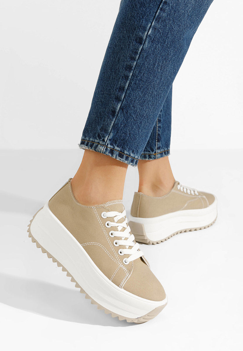 Khaki plátené tenisky na platforme Roselina
