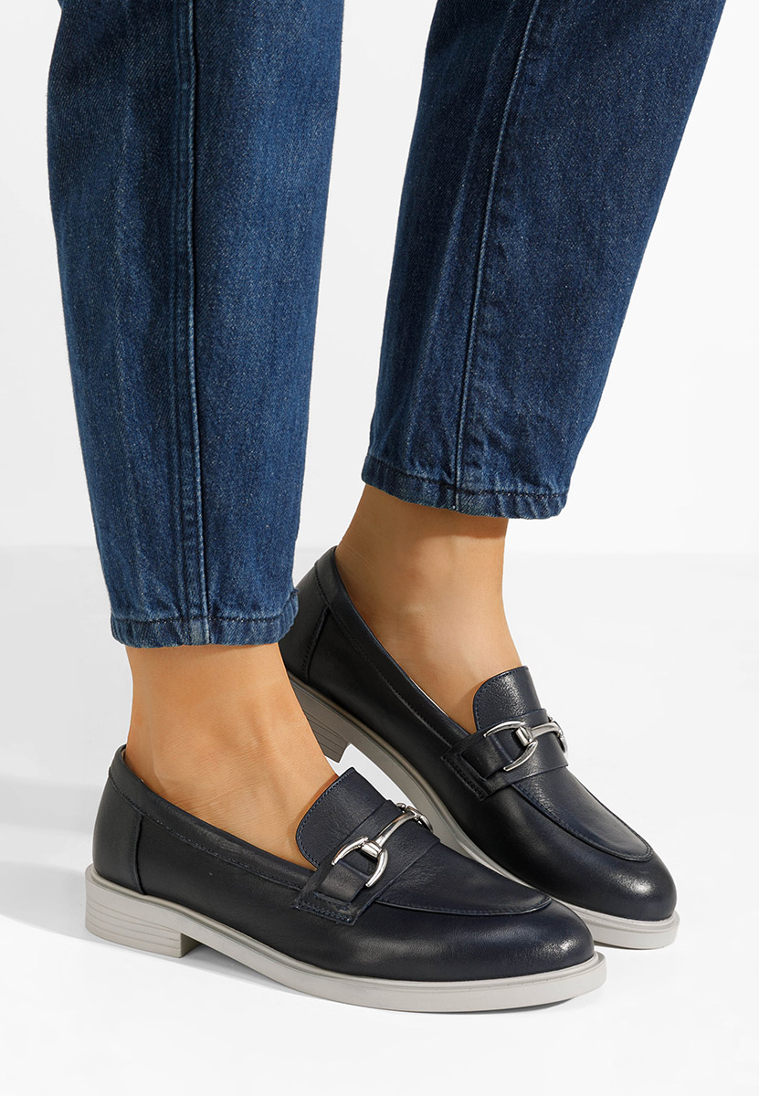 Mocassini donna in pelle blu navy Noreen