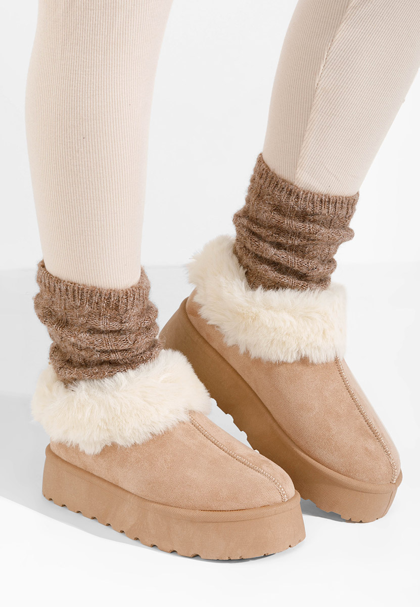 Khaki dámske dreváky na platforme Cozy