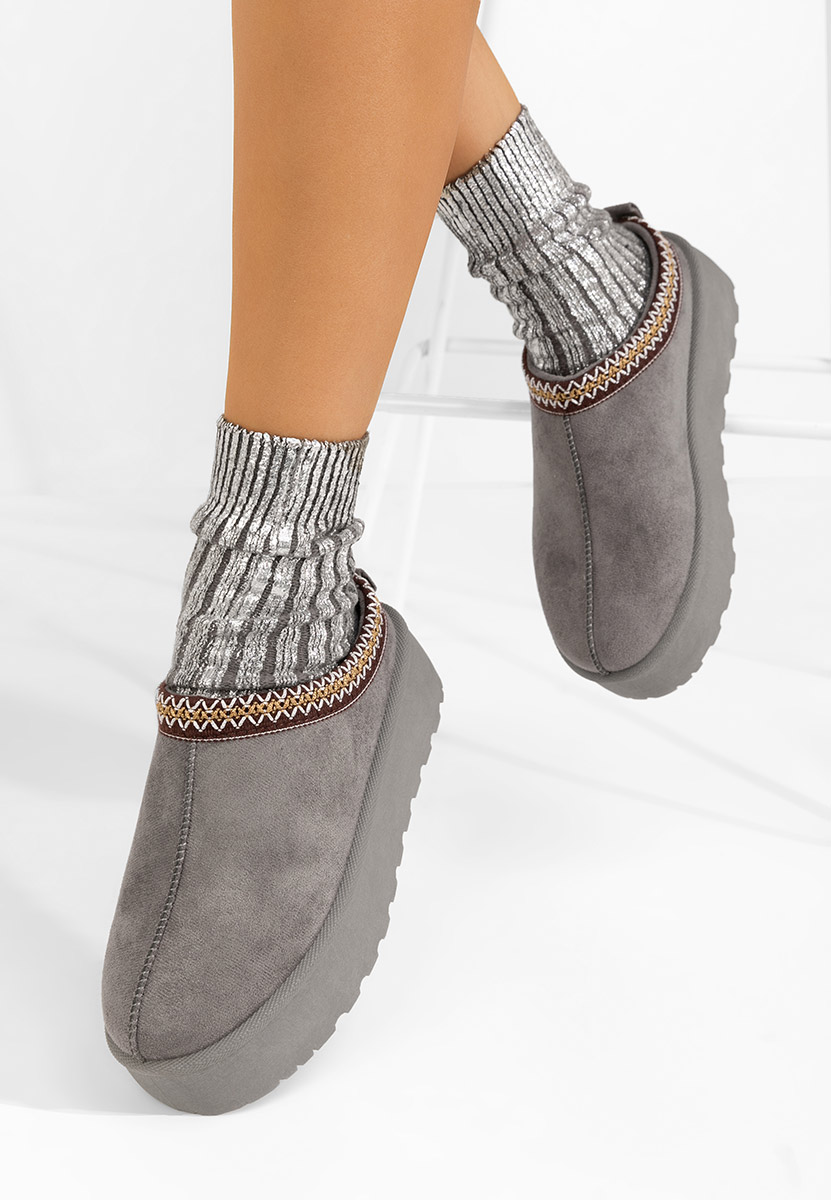 Сиви чехли на платформа Comfy