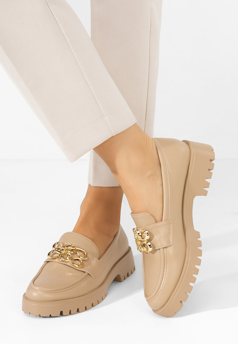 Khaki dámske mokasíny loafery Cheryl