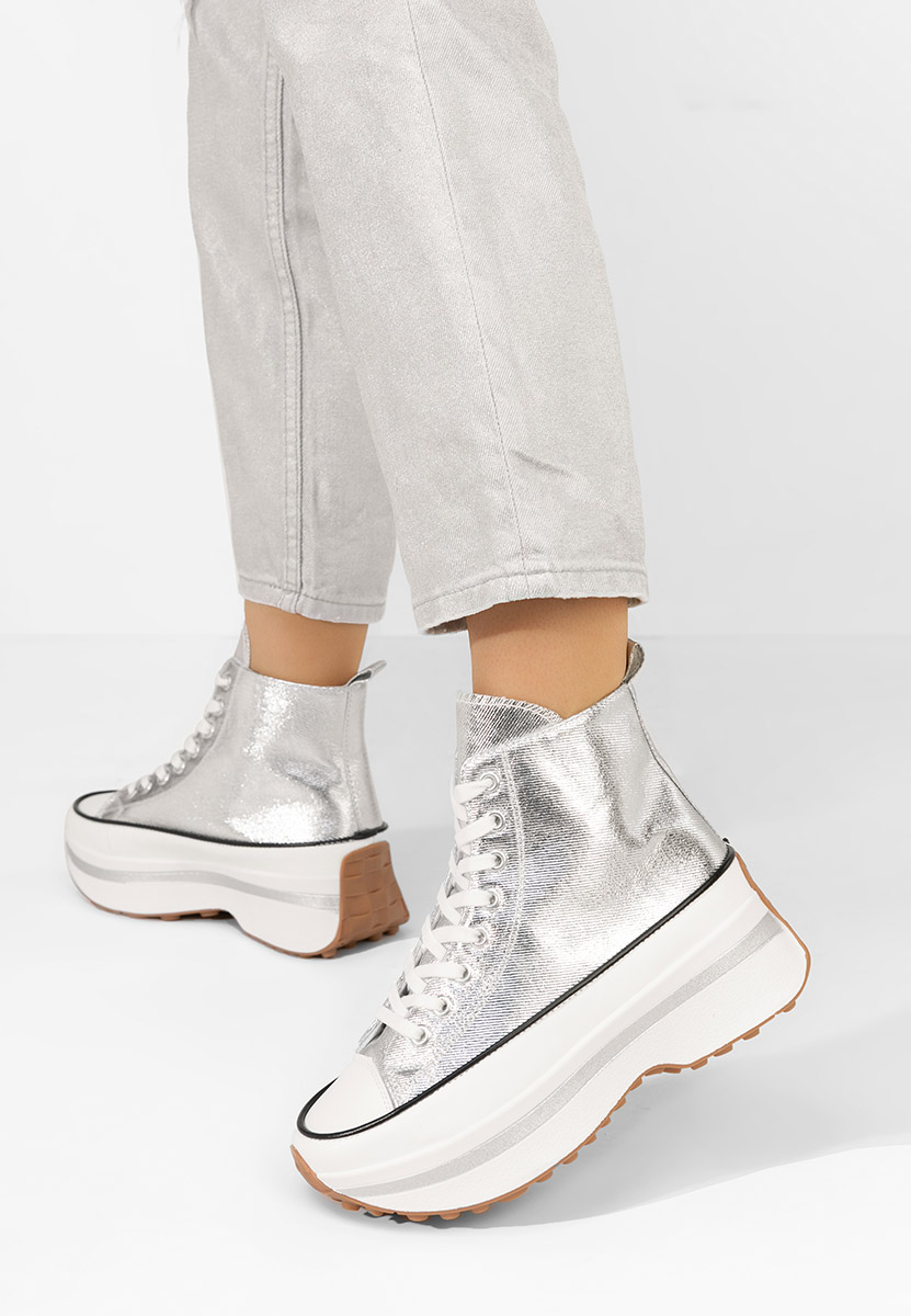 Scarpe in tela con plateau argento Francene