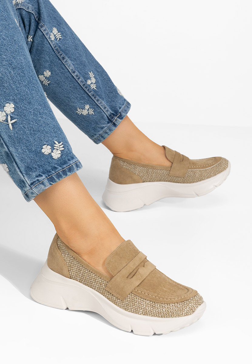 Khaki mokasíny na platforme Almata