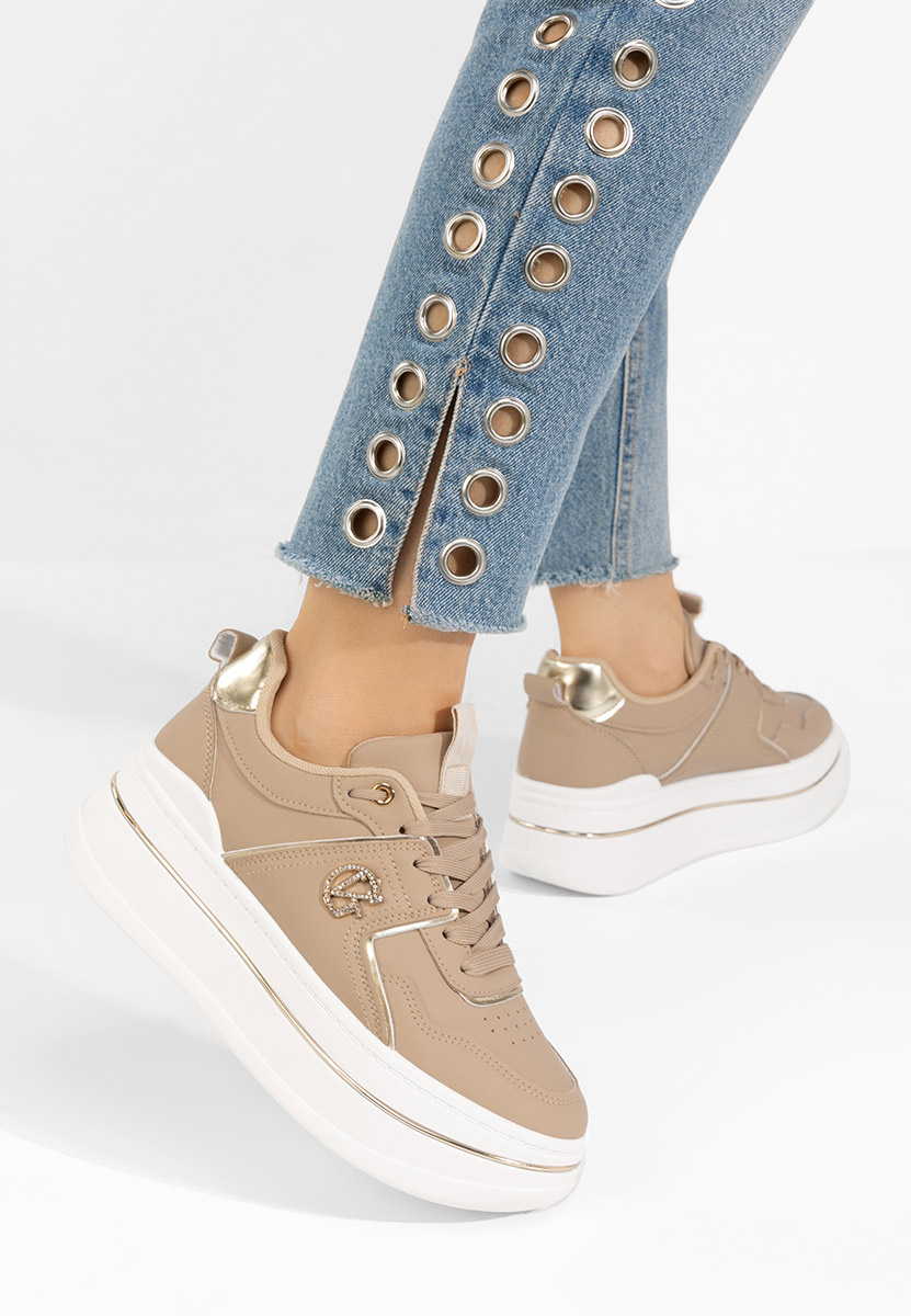 Khaki tenisky na platforme Kitty