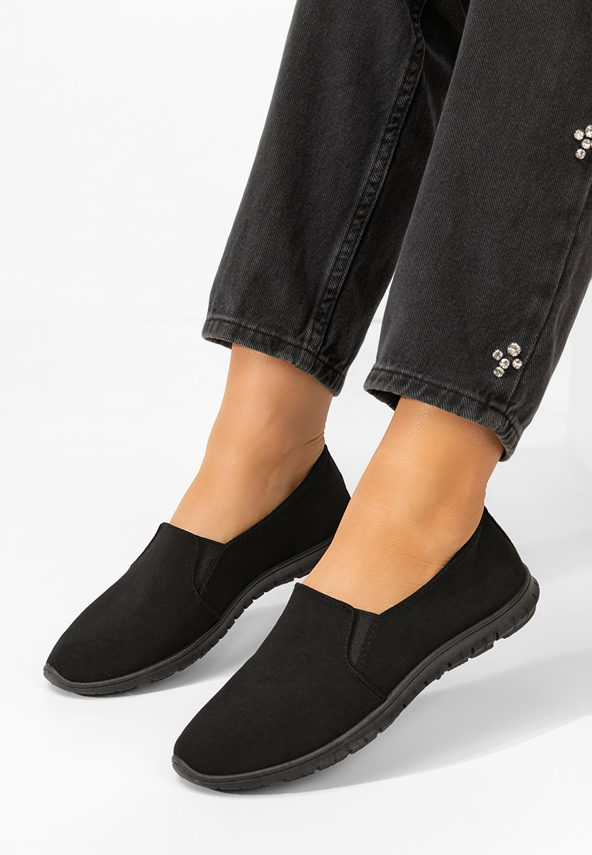 Čierne plátené slip-on tenisky Gretia