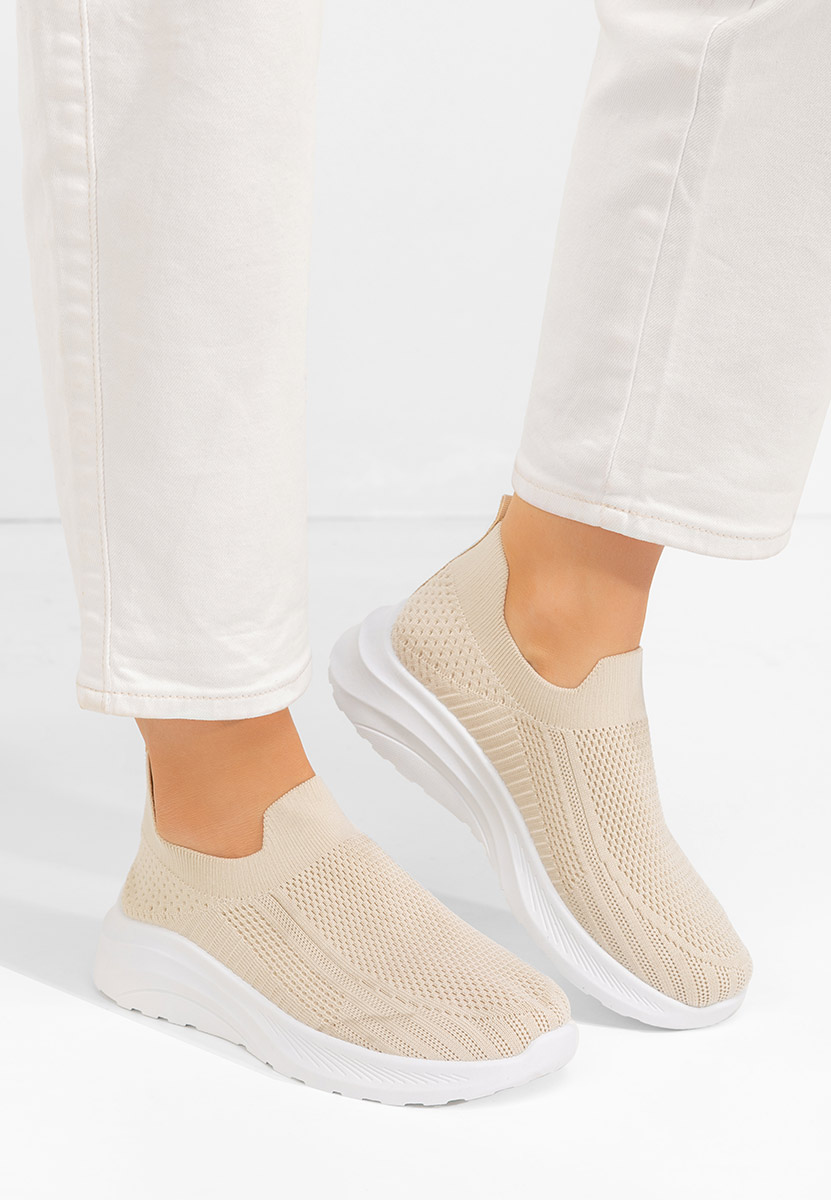 Scarpe slip-on in tela beige Hulda