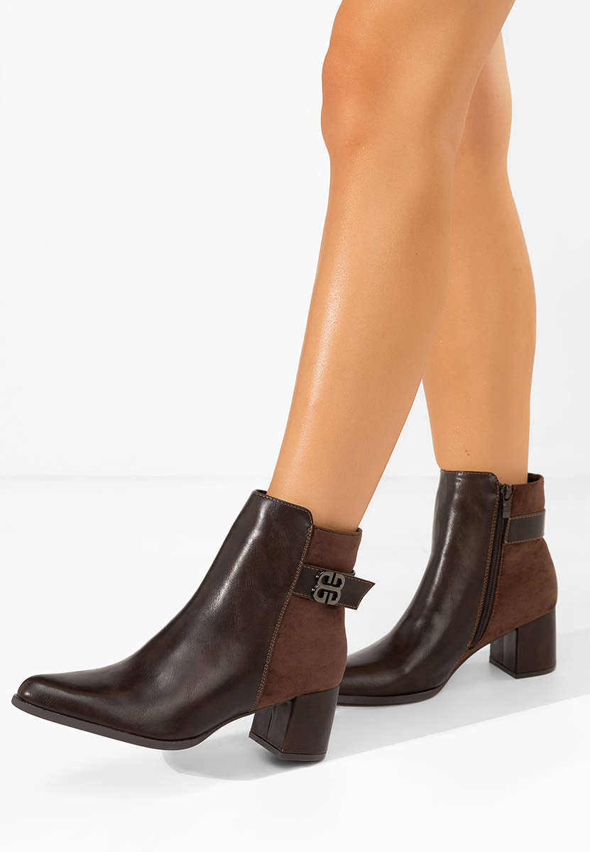 Botine cu toc gros Marivora V2 maro