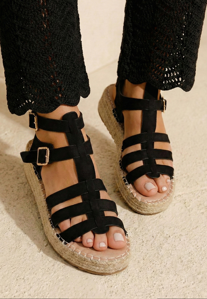 Čierne espadrilkové sandále Sanjana