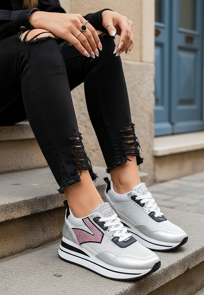 Sneakers platform argento Tarika