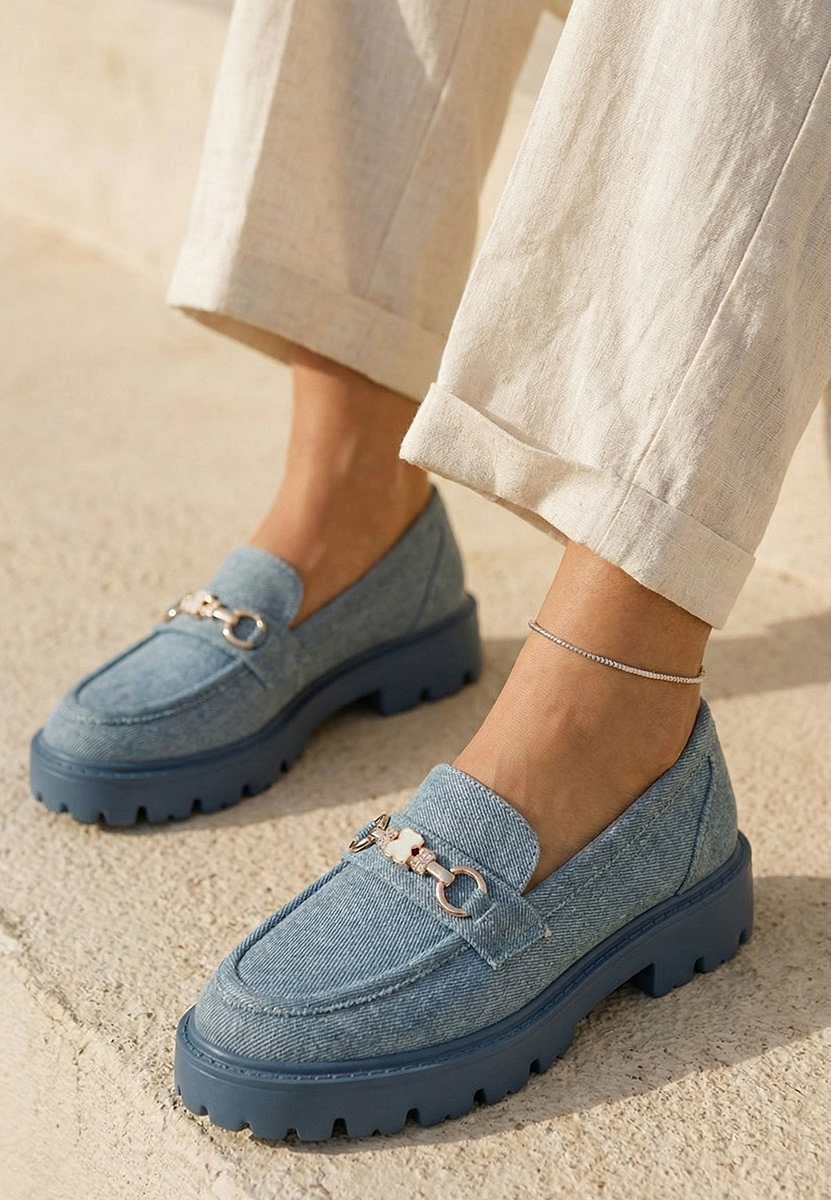 Denim ženski loaferji Aelle