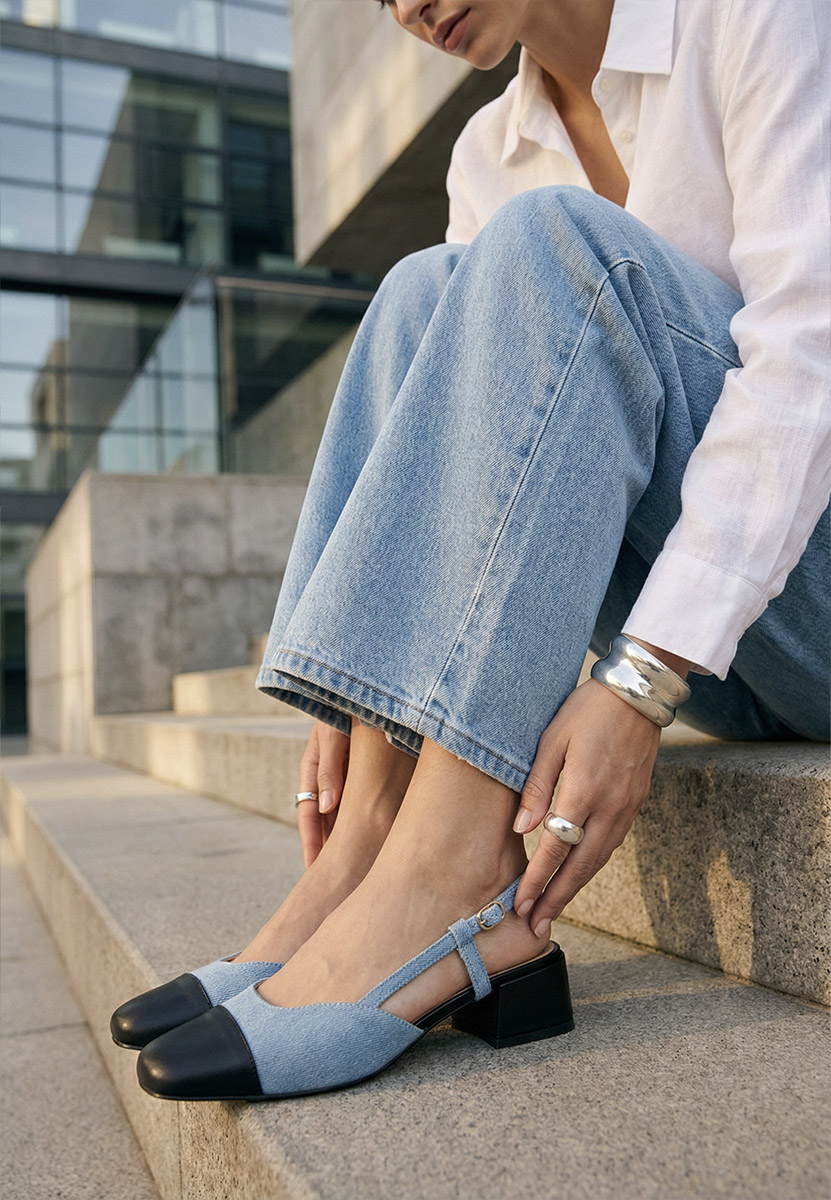 Décolleté slingback blu Arika