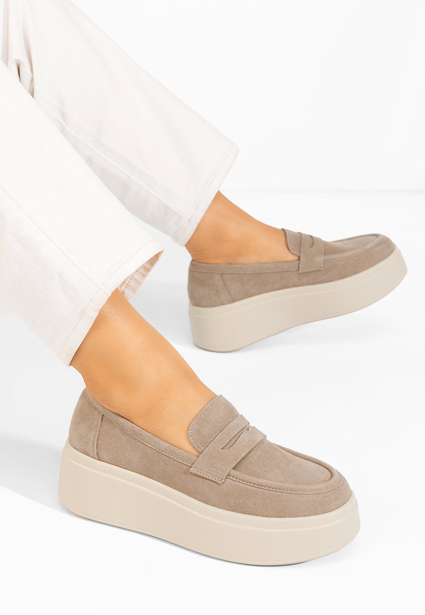 Khaki mokasíny na platforme Herminia