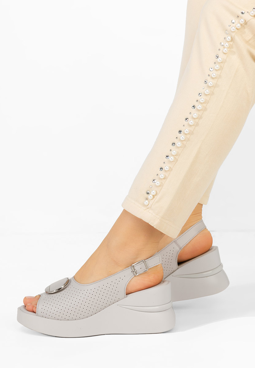 Sandali in pelle con plateau grigi Zinalia