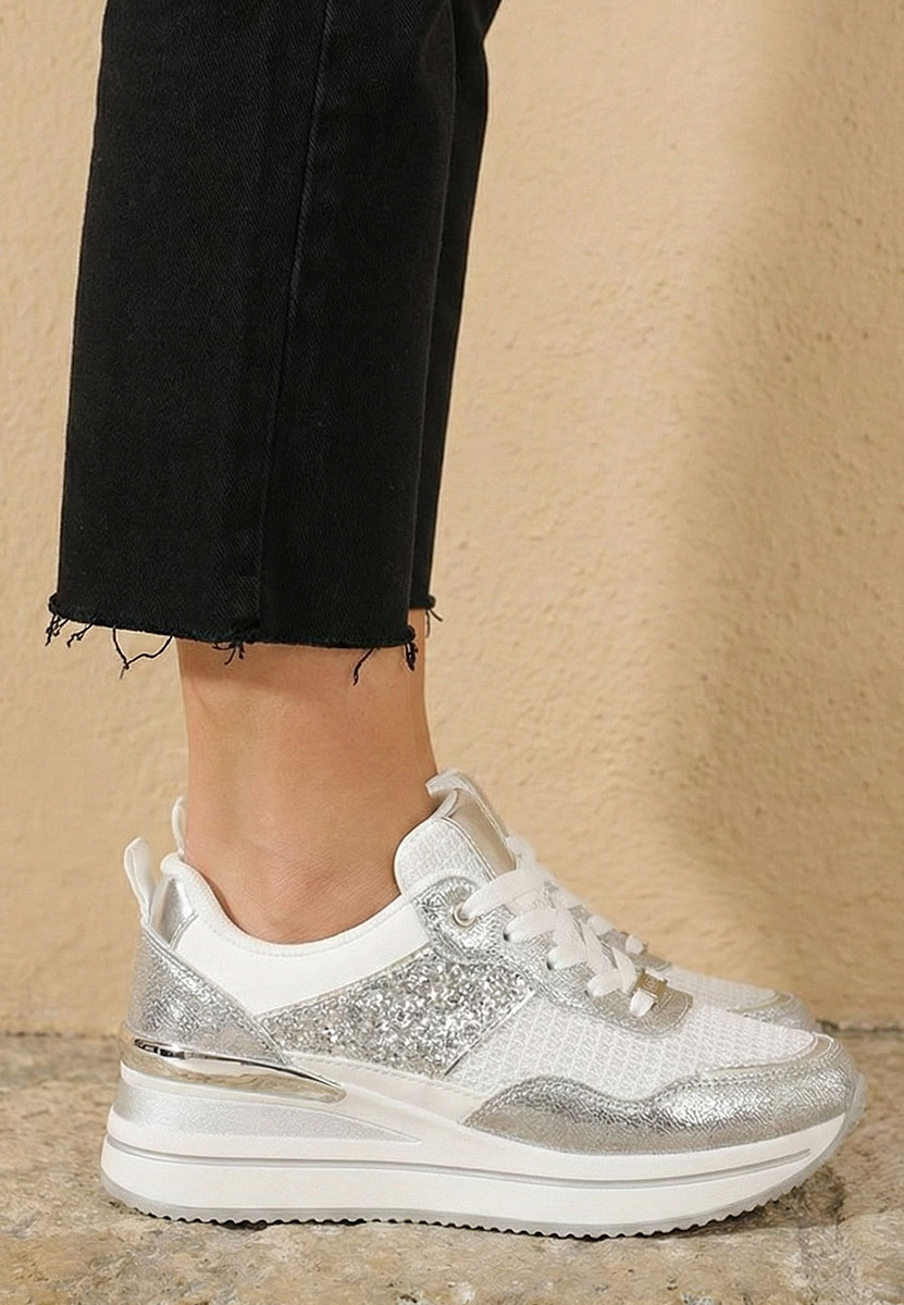 Ασημί sneakers με πλατφόρμα Hanifa