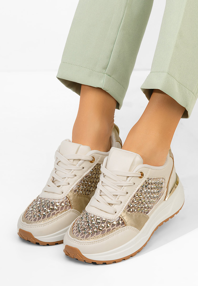 Μπεζ sneakers γυναικεία Hemelia