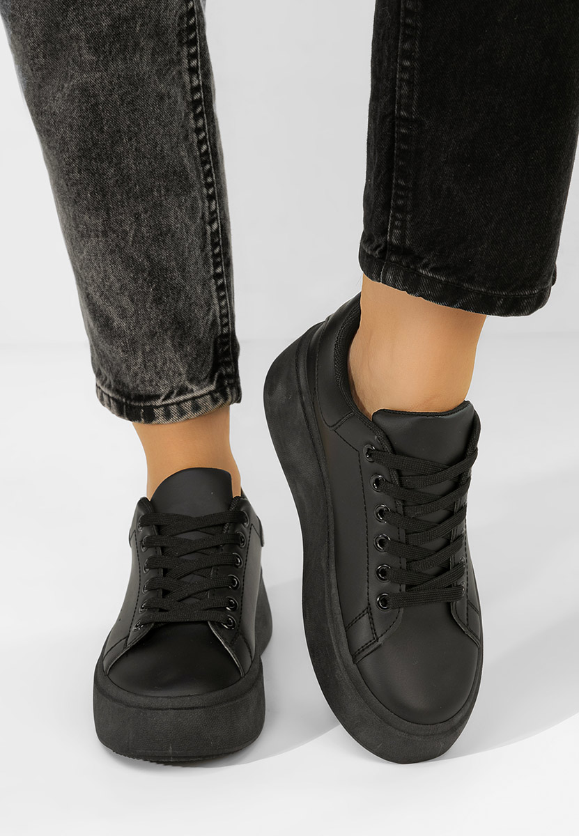 Μαύρα sneakers γυναικεία Emeralia