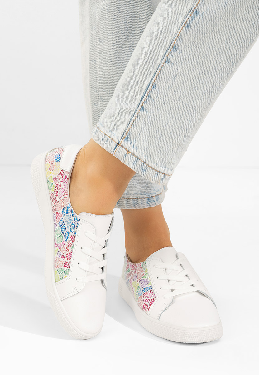 Λευκά δερμάτινα sneakers γυναικεία Florinela V2