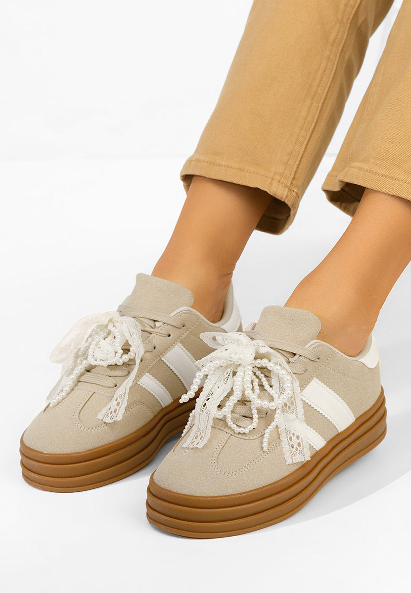Μπεζ sneakers γυναικεία Roxanne