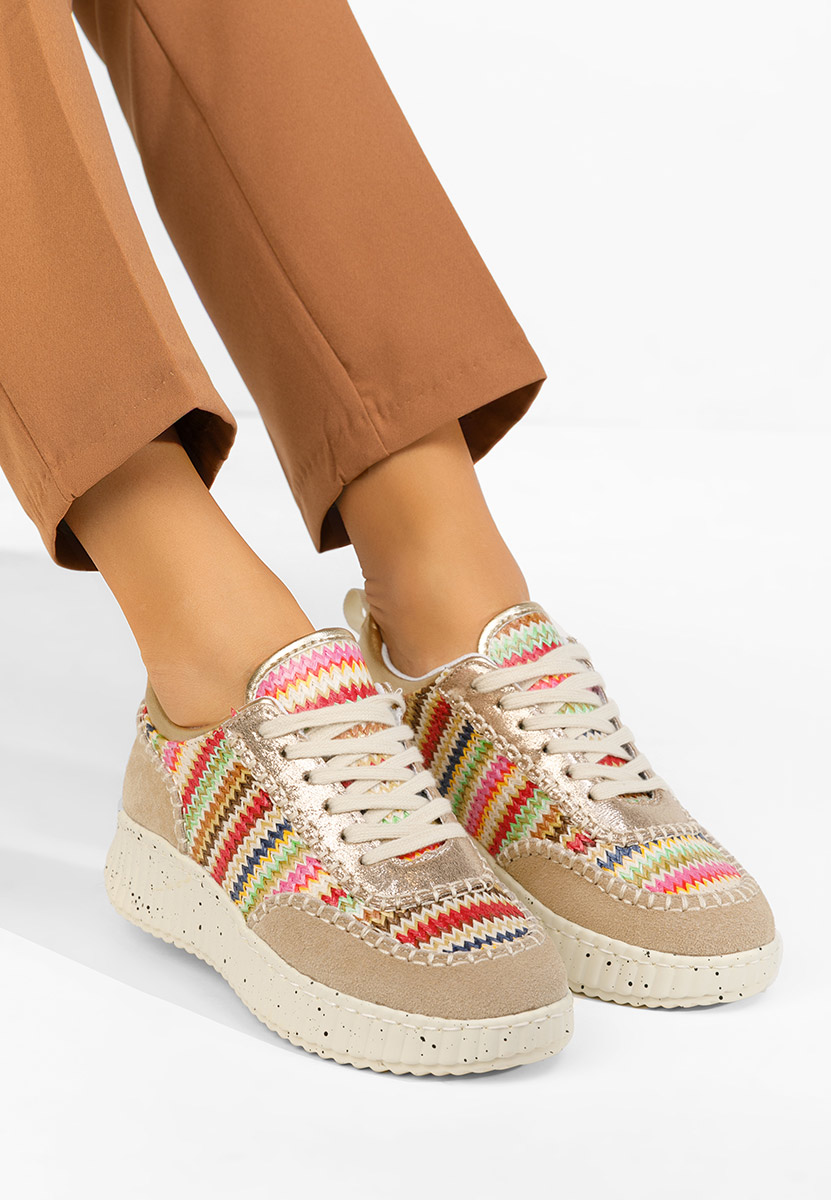 Πολύχρωμα δερμάτινα sneakers γυναικεία Aidania