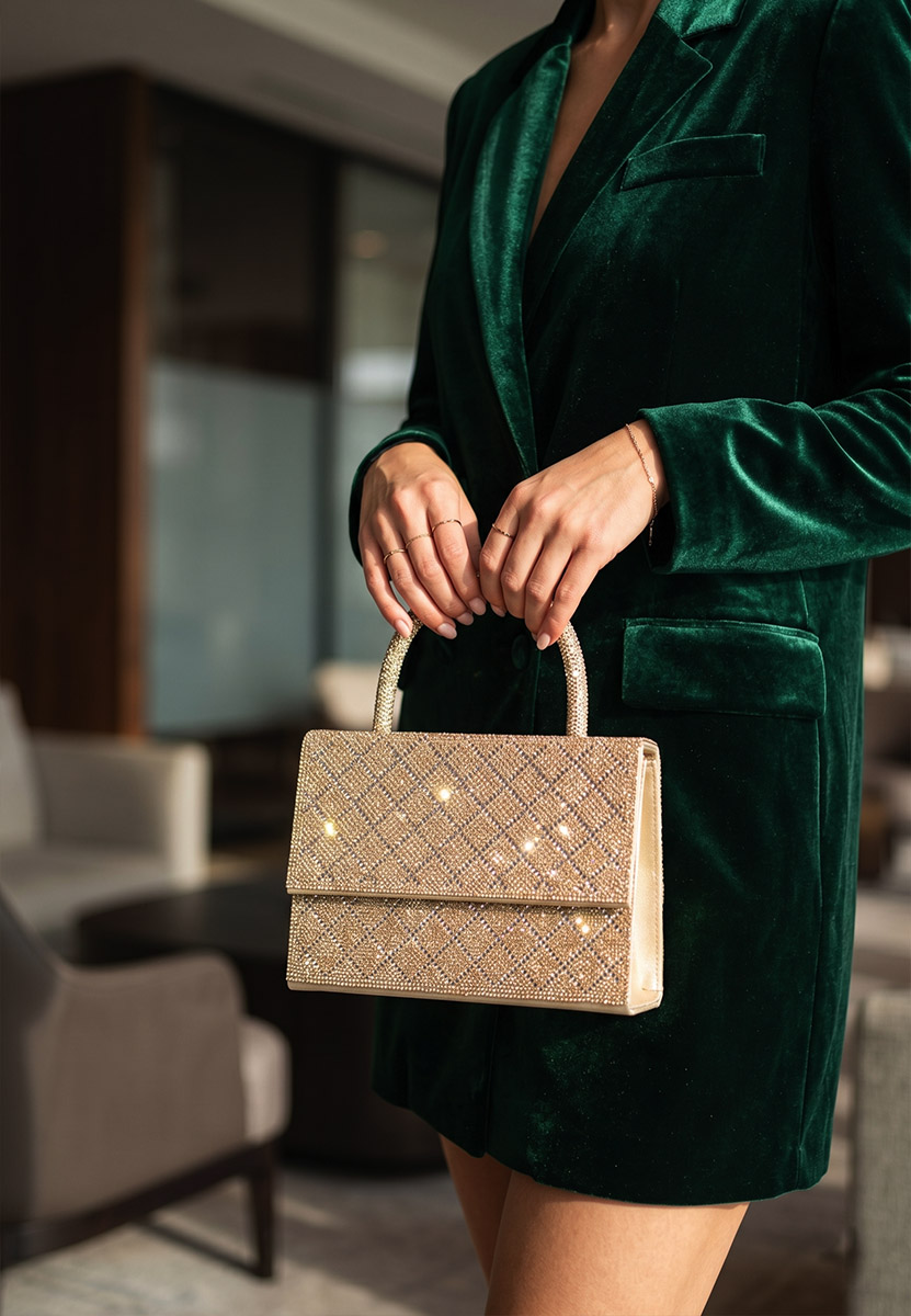 Borsa a mano donna oro Karolima