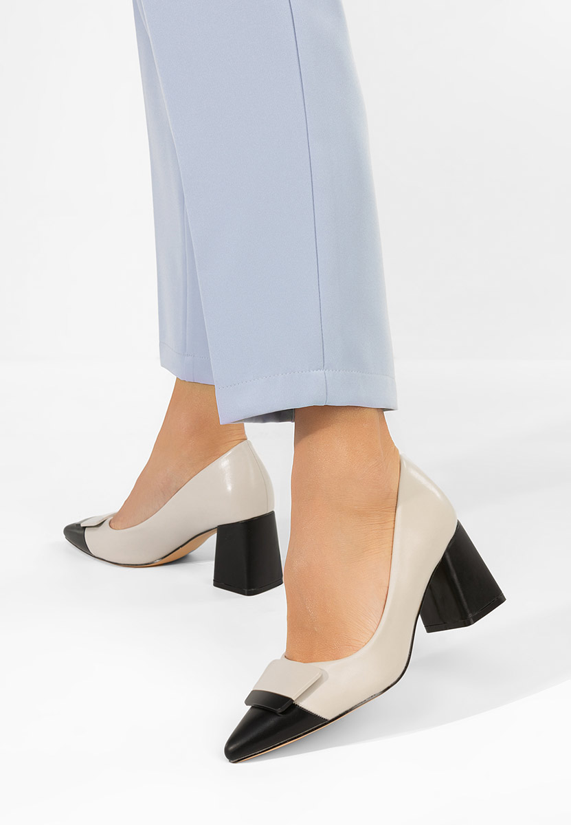 Pantofi cu toc gros Seralina V2 bej