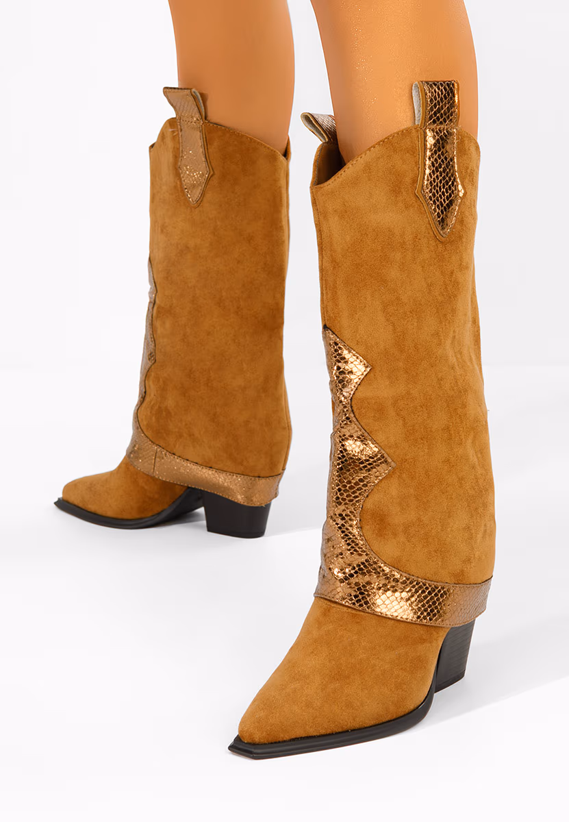 Cizme cowboy dama Nistora camel