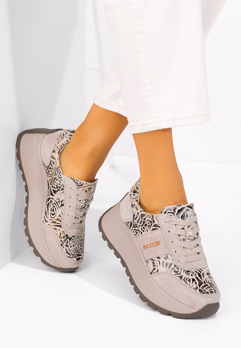 Μπεζ sneakers με πλατφόρμα Densia V2