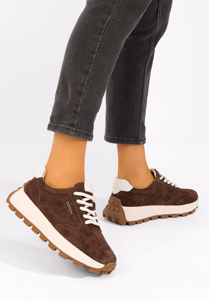 Sneakers dama piele Isniella V2 maro