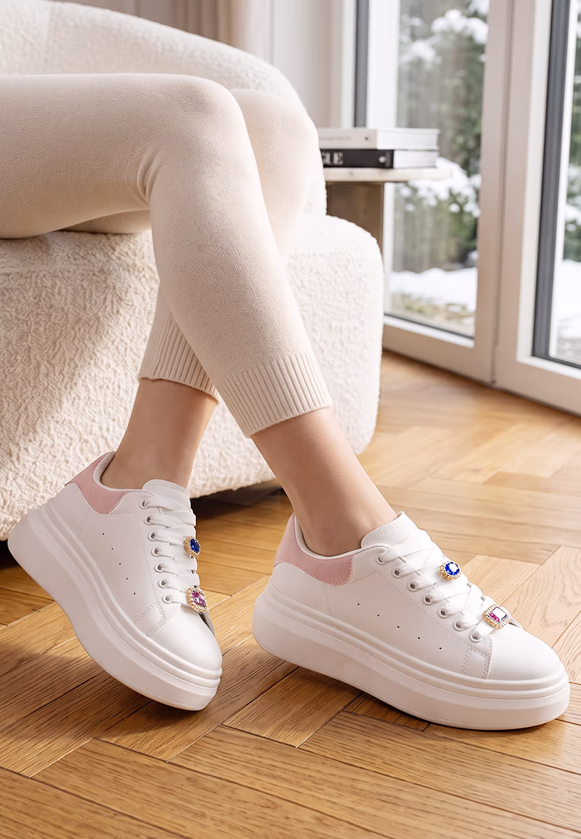 Sneakers cu platformă Delaina V2 albi