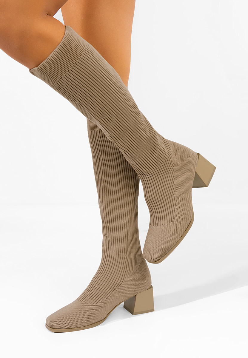 Cizme tip soseta Denisse kaki