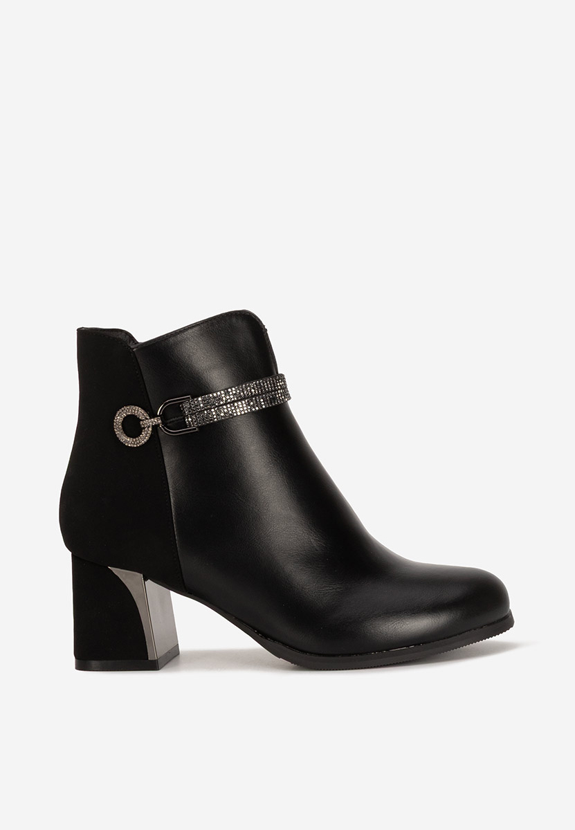 Čierne elegantné dámske členkové čižmy na opätku Izada V2