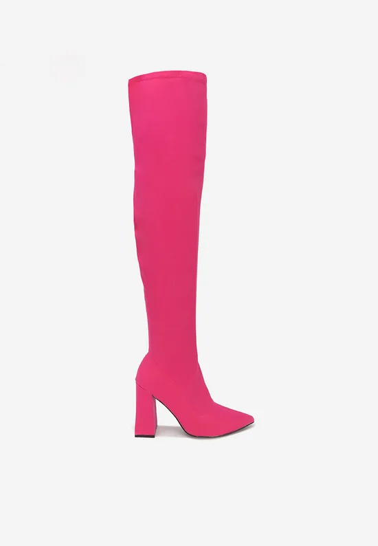 Stivali alti con tacco fucsia Alexania