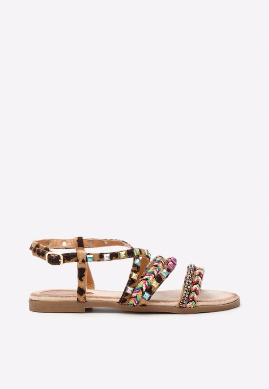 Sandale dama fara toc Letty leopard